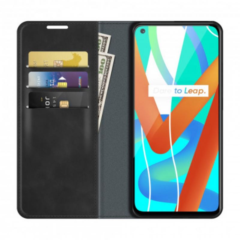 Capa De Celular Para Realme 8 5G Flip Toque De Pele