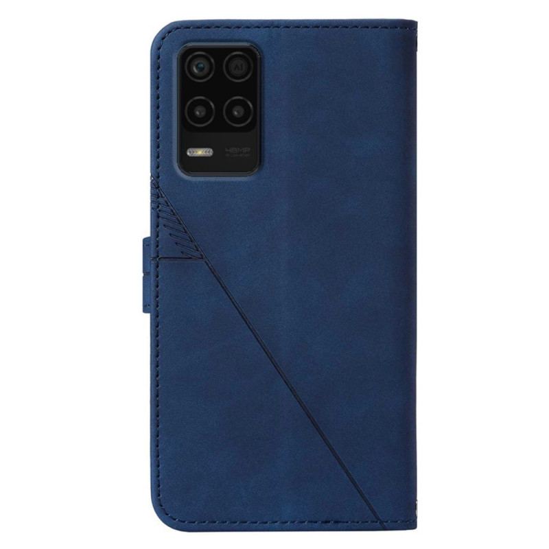 Capa De Couro Para Realme 8 5G Efeito Couro Com Alça De Ombro