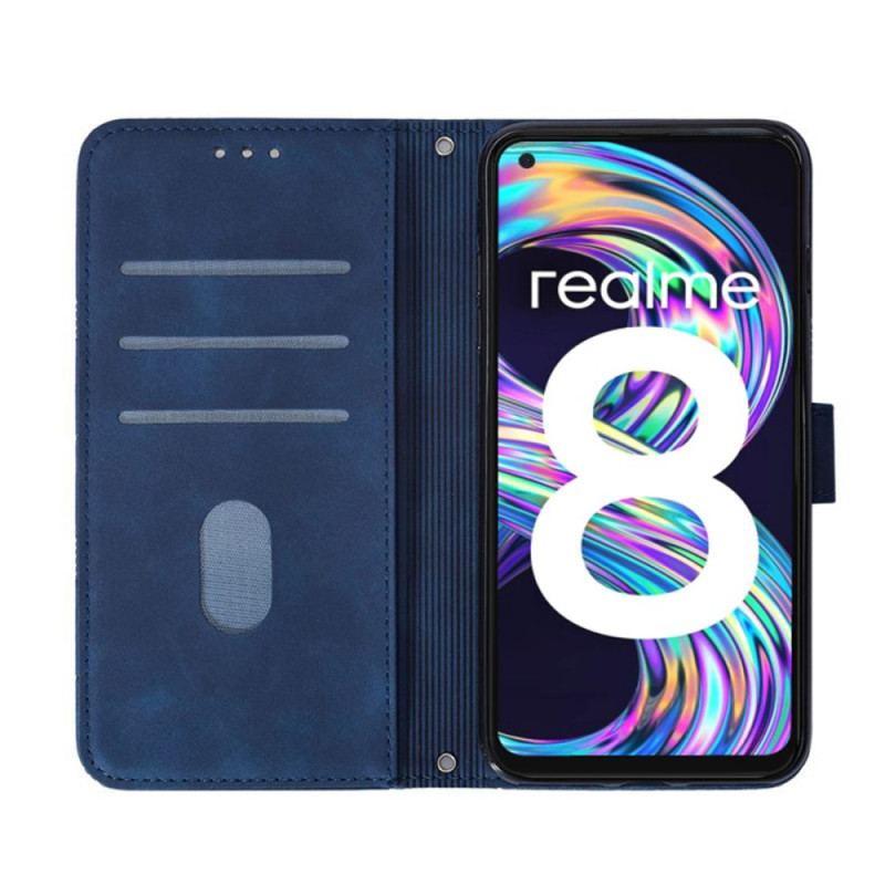 Capa De Couro Para Realme 8 5G Efeito Couro Com Alça De Ombro