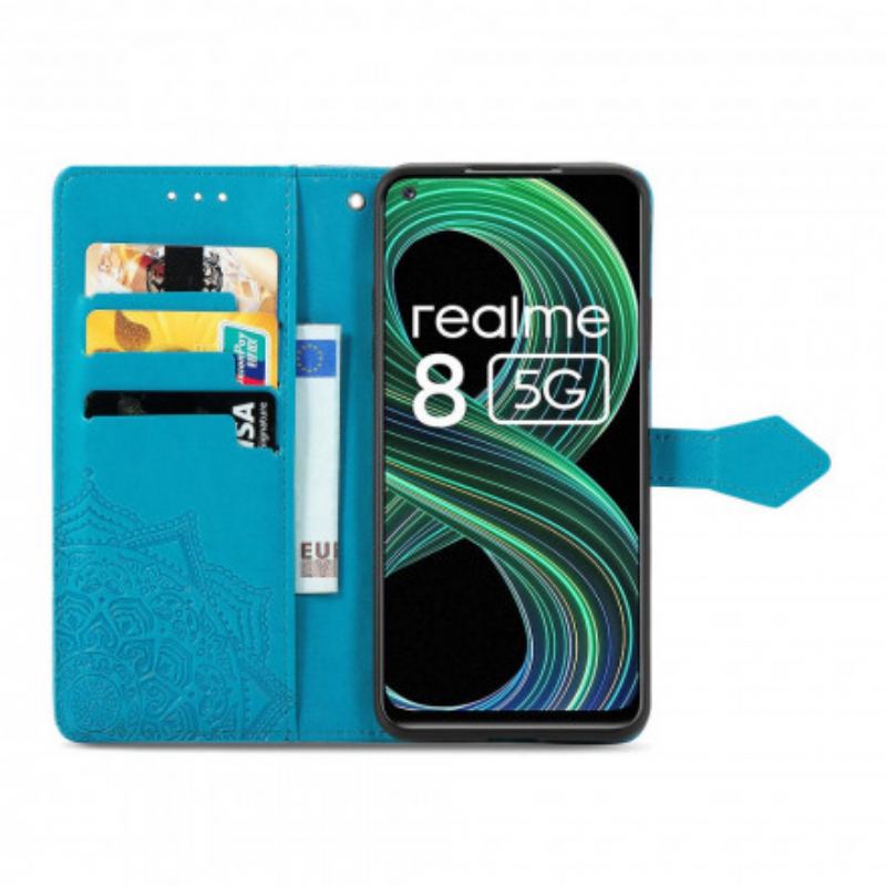 Capa De Couro Para Realme 8 5G Mandala Idade Média