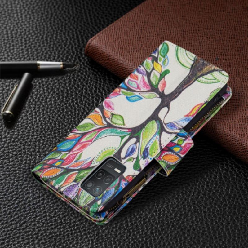 Capa Flip Para Realme 8 5G Bolso De Árvore Com Zíper