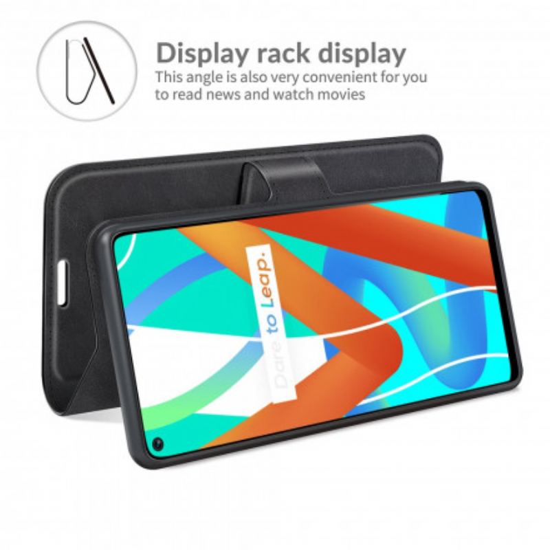 Capa Flip Para Realme 8 5G Couro Sintético Fino