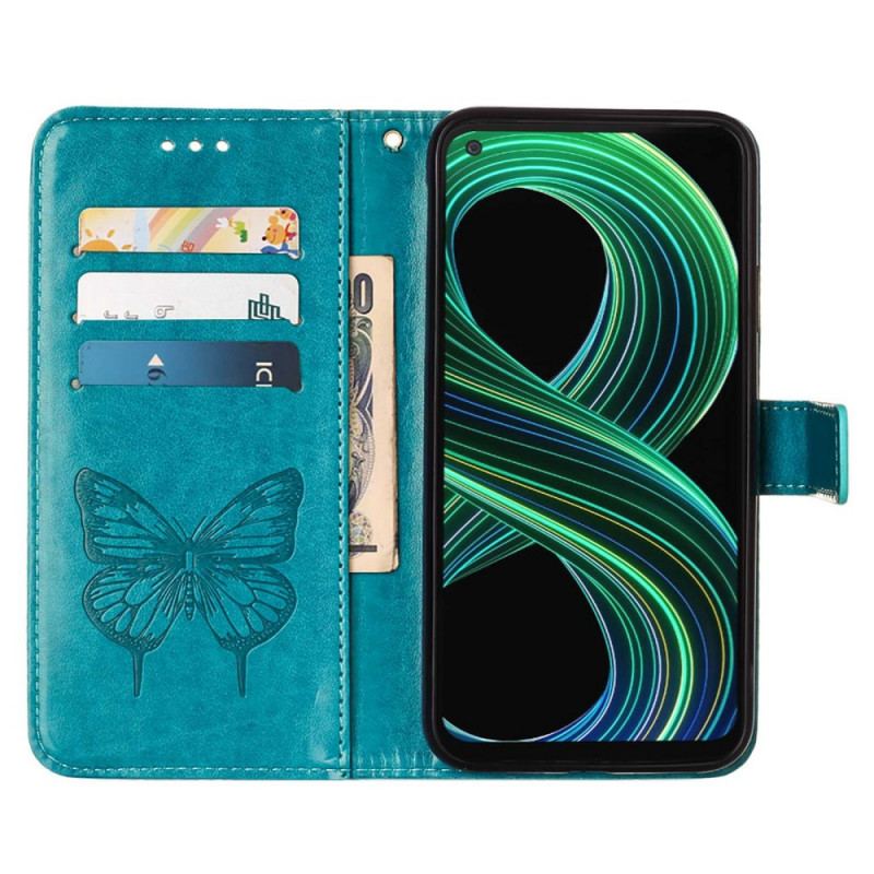 Capa Flip Para Realme 8 5G Desenho De Borboleta