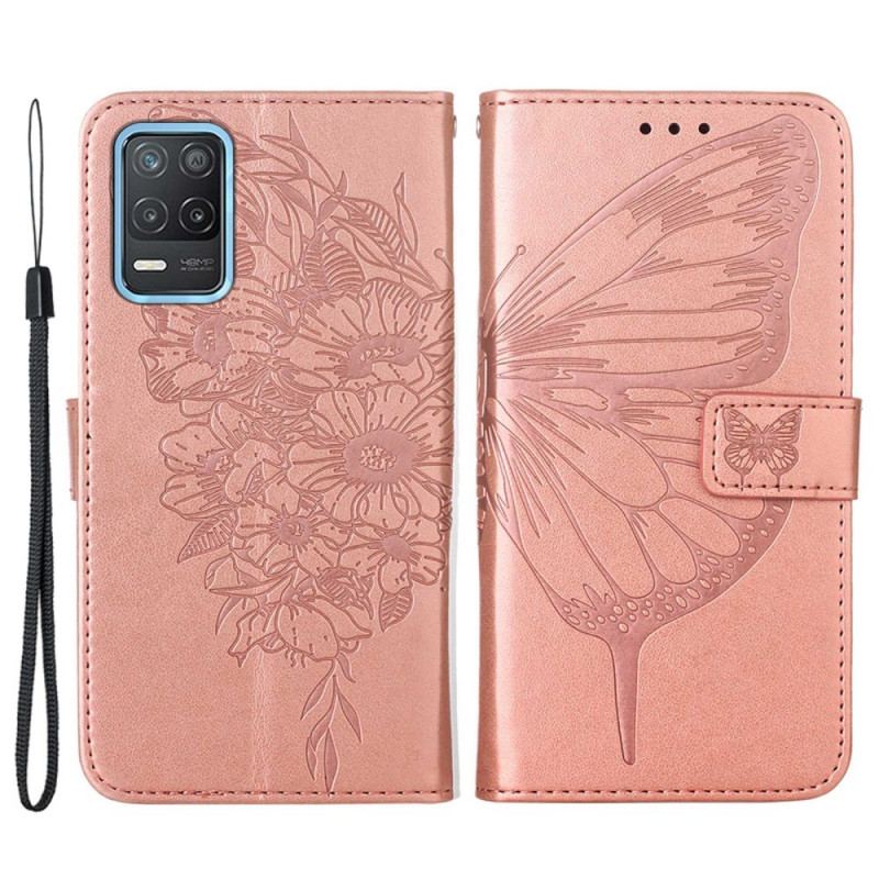 Capa Flip Para Realme 8 5G Desenho De Borboleta