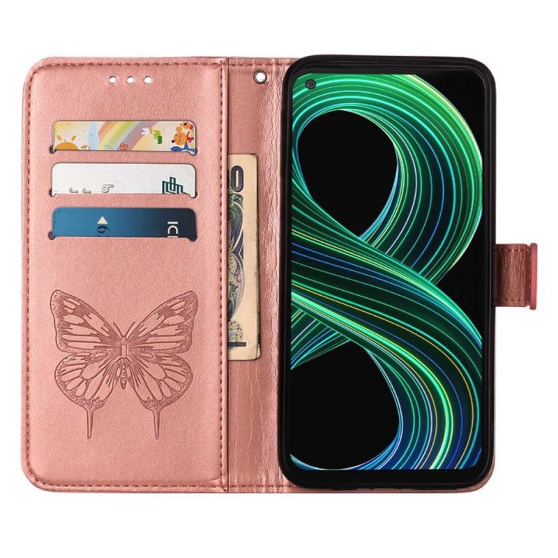 Capa Flip Para Realme 8 5G Desenho De Borboleta