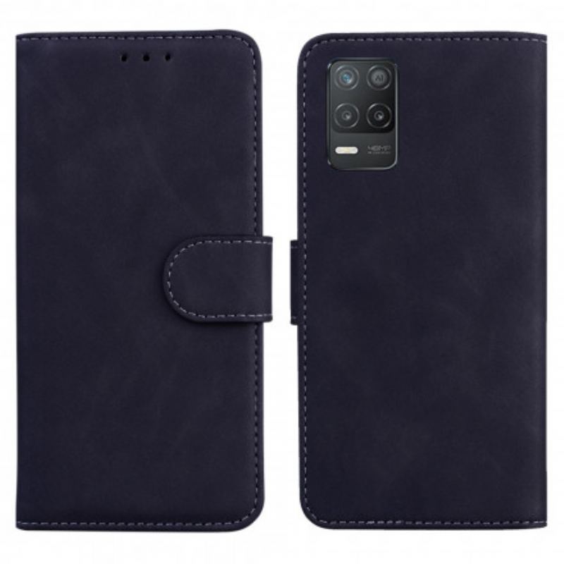 Capa Flip Para Realme 8 5G Efeito Couro Monocromático