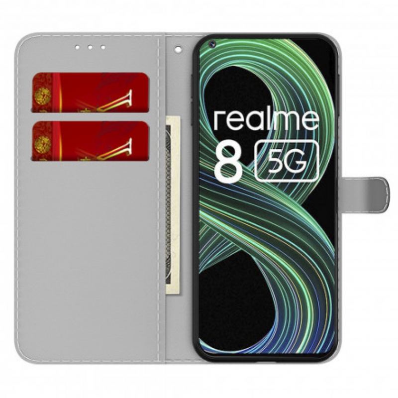 Capa Flip Para Realme 8 5G Padrão Abstrato