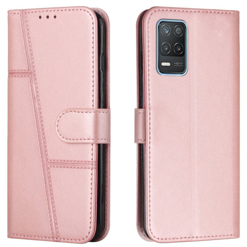 Capa Folio Para Realme 8 5G De Cordão Strappy Geo Leather Effect