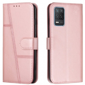 Capa Folio Para Realme 8 5G De Cordão Strappy Geo Leather Effect