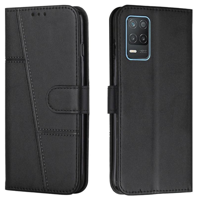 Capa Folio Para Realme 8 5G De Cordão Strappy Geo Leather Effect