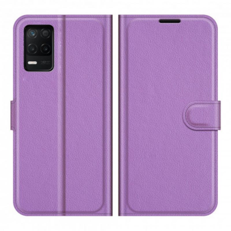 Capa Folio Para Realme 8 5G Efeito Lichia Clássico