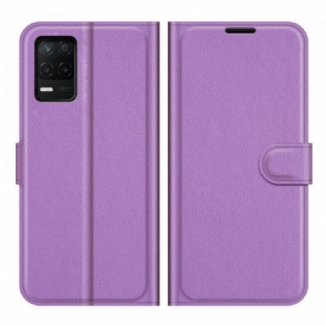 Capa Folio Para Realme 8 5G Efeito Lichia Clássico