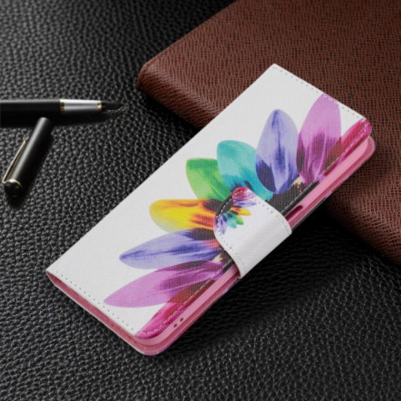 Capa Folio Para Realme 8 5G Flor Aquarela