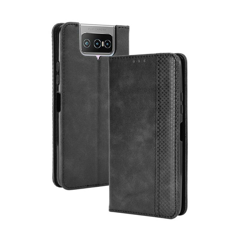 Capa De Celular Para Asus Zenfone 7 / 7 Pro Flip Efeito Couro Vintage Estilizado