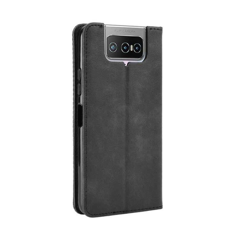 Capa De Celular Para Asus Zenfone 7 / 7 Pro Flip Efeito Couro Vintage Estilizado