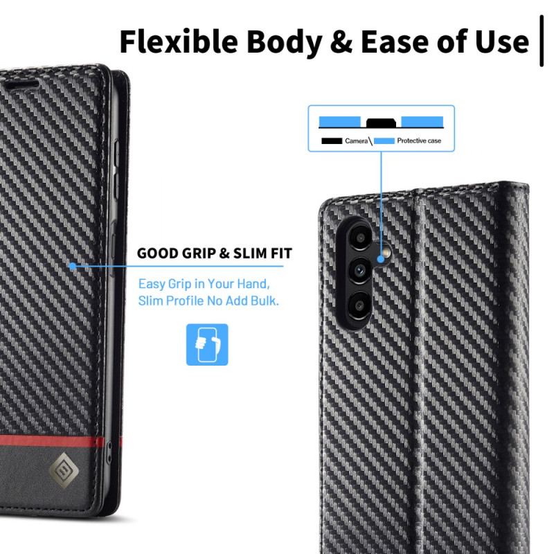 Capa De Celular Para Samsung Galaxy A34 5G Flip Fibra De Carbono Lc.imeeke