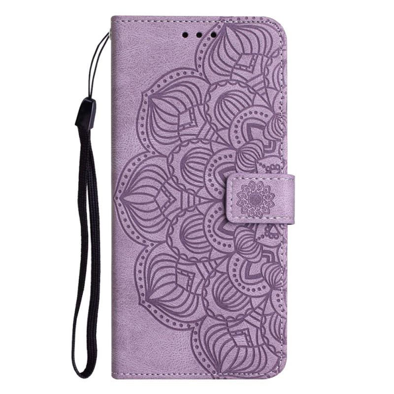 Capa De Couro Para Samsung Galaxy A34 5G De Cordão Mandala Strappy Discreta