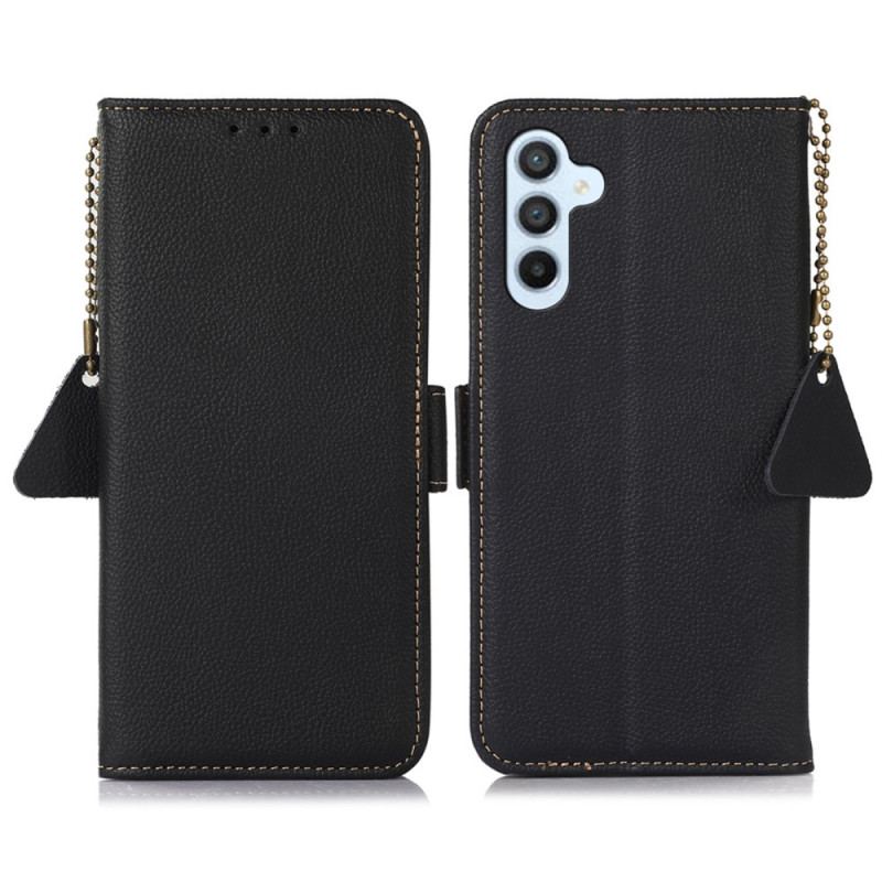 Capa De Couro Para Samsung Galaxy A34 5G Rfid De Couro Genuíno