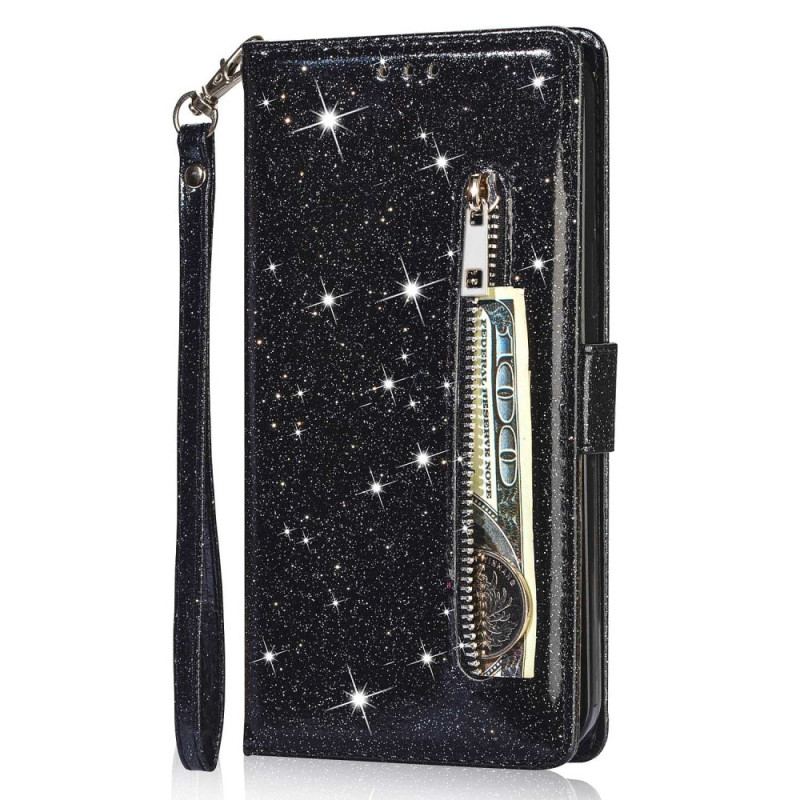 Capa Em Pele Para Samsung Galaxy A34 5G Bolsa De Moedas Glitter