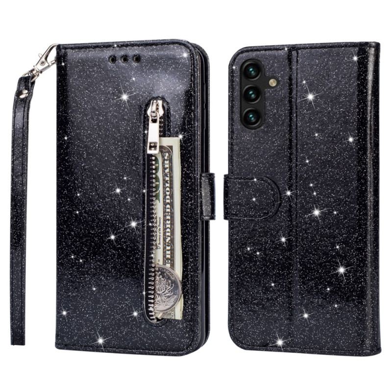 Capa Em Pele Para Samsung Galaxy A34 5G Bolsa De Moedas Glitter