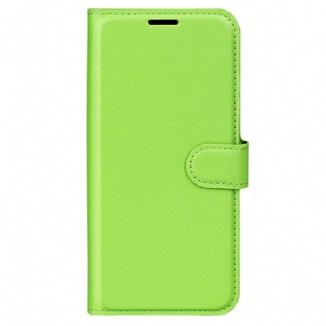 Capa Em Pele Para Samsung Galaxy A34 5G Clássico Efeito Couro Lichia