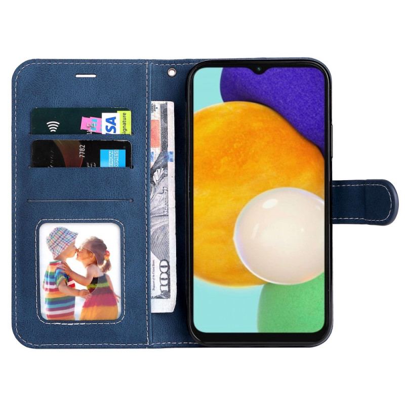 Capa Em Pele Para Samsung Galaxy A34 5G De Cordão Cinta Tricolor