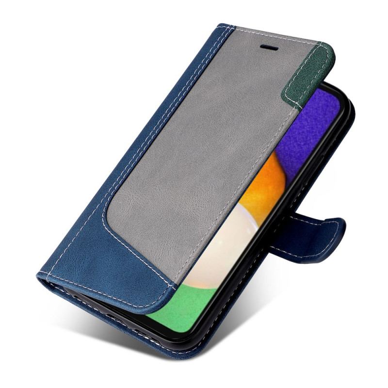 Capa Em Pele Para Samsung Galaxy A34 5G De Cordão Cinta Tricolor