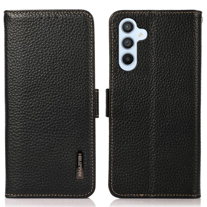 Capa Em Pele Para Samsung Galaxy A34 5G Couro De Lichia Khazneh Rfid