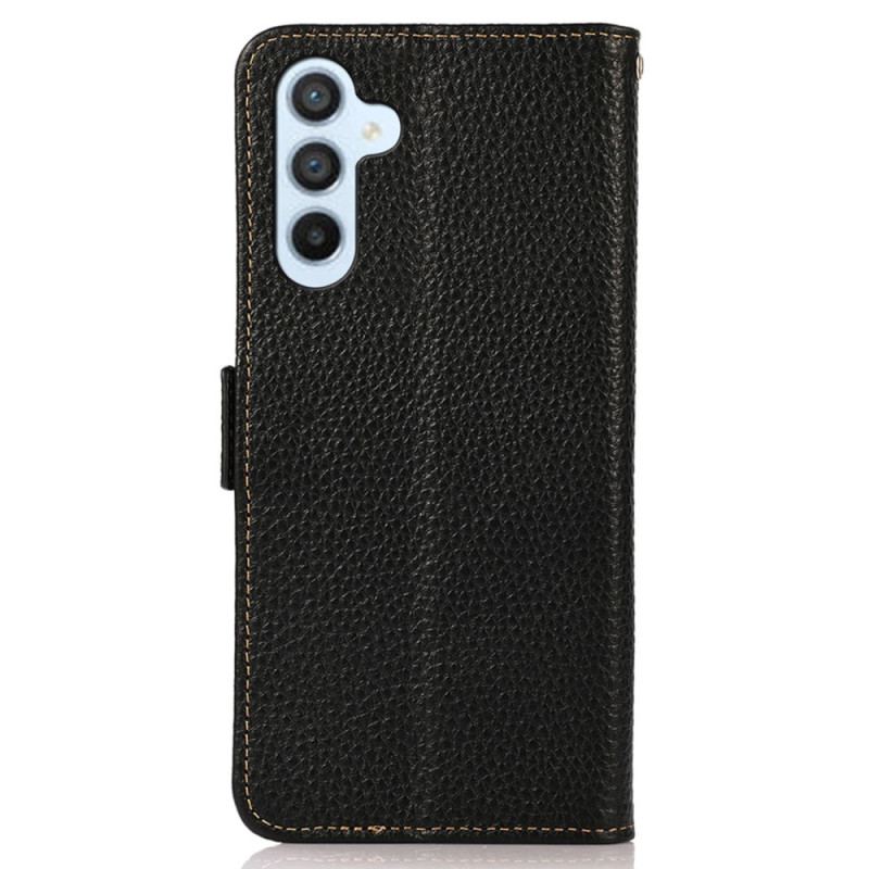 Capa Em Pele Para Samsung Galaxy A34 5G Couro De Lichia Khazneh Rfid