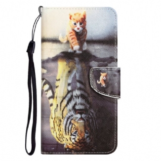 Capa Flip Para Samsung Galaxy A34 5G De Cordão Apenas Gatos Tangas