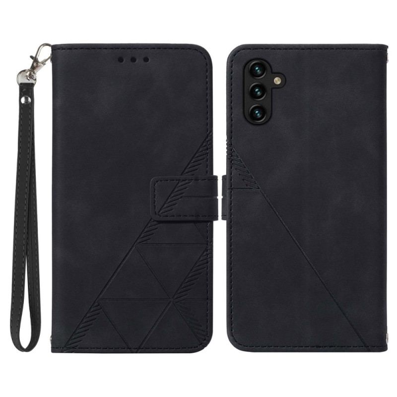 Capa Flip Para Samsung Galaxy A34 5G De Cordão Cintas Triângulos