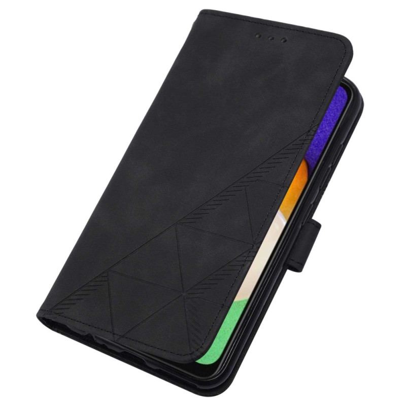 Capa Flip Para Samsung Galaxy A34 5G De Cordão Cintas Triângulos