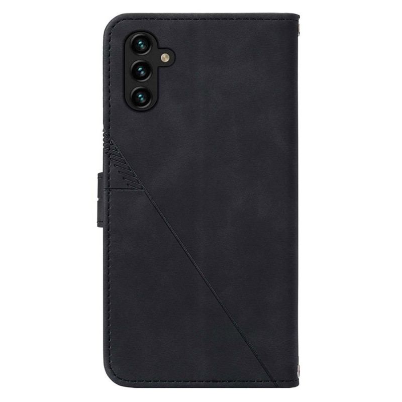 Capa Flip Para Samsung Galaxy A34 5G De Cordão Cintas Triângulos