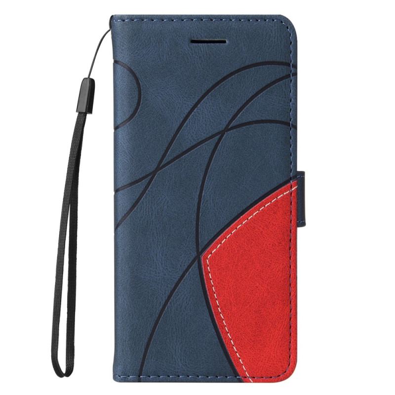 Capa Flip Para Samsung Galaxy A34 5G De Cordão Correia De Dois Tons