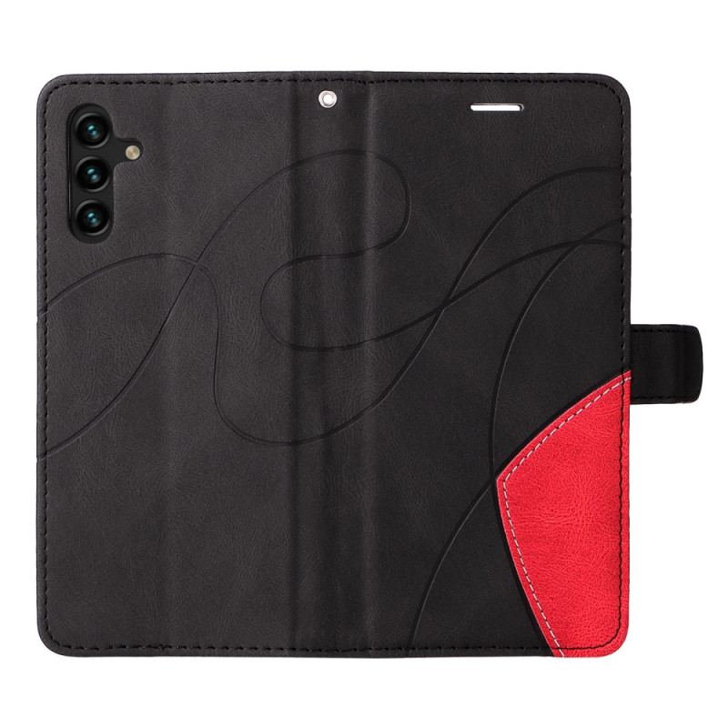 Capa Flip Para Samsung Galaxy A34 5G De Cordão Correia De Dois Tons