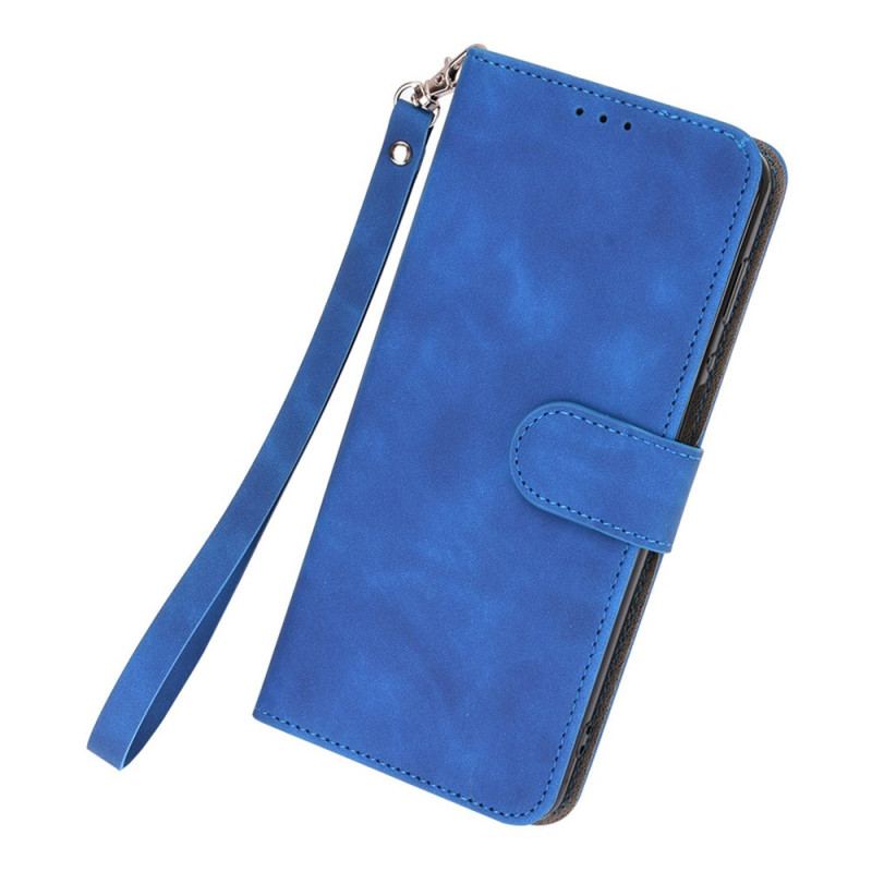 Capa Flip Para Samsung Galaxy A34 5G De Cordão Strappy Efeito De Couro Retrô