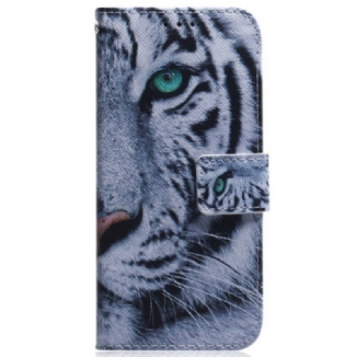 Capa Flip Para Samsung Galaxy A34 5G De Cordão Tira Tigre Branco