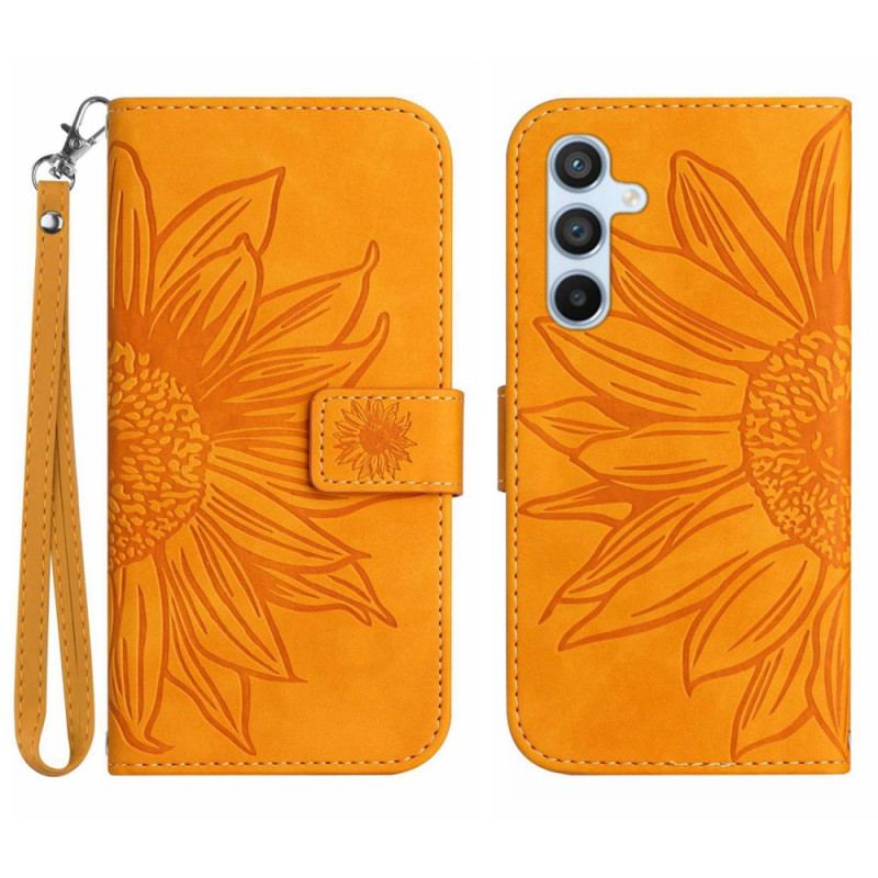 Capa Folio Para Samsung Galaxy A34 5G De Cordão Girassol Strappy