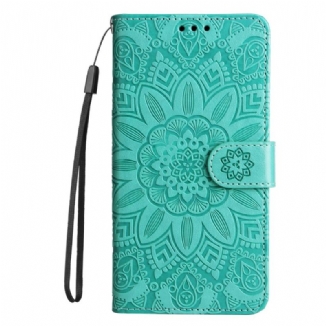 Capa Folio Para Samsung Galaxy A34 5G Mandala Sol Com Cordão