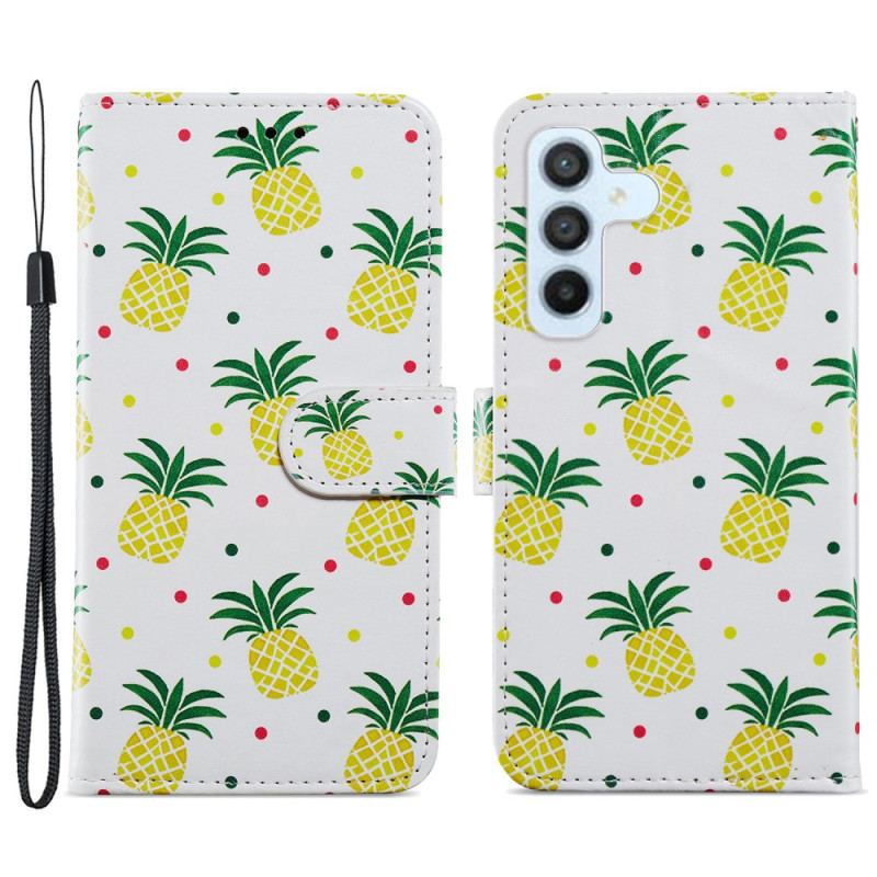 Capa Folio Para Samsung Galaxy A34 5G Vários Abacaxis