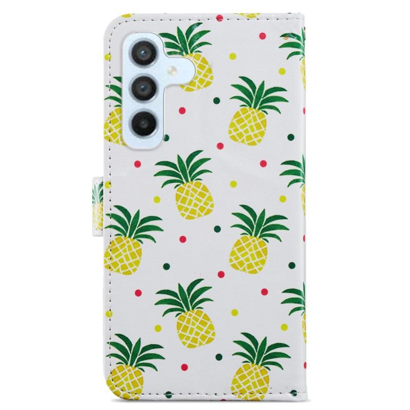 Capa Folio Para Samsung Galaxy A34 5G Vários Abacaxis