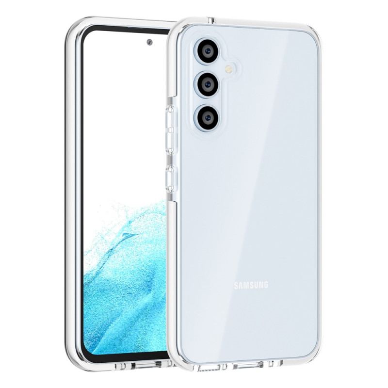 Capa Para Samsung Galaxy A34 5G Bordas Coloridas Transparentes