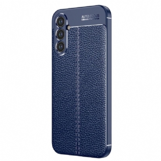 Capa Para Samsung Galaxy A34 5G Linha Dupla Efeito Couro Litchi