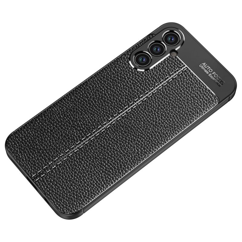 Capa Para Samsung Galaxy A34 5G Linha Dupla Efeito Couro Litchi