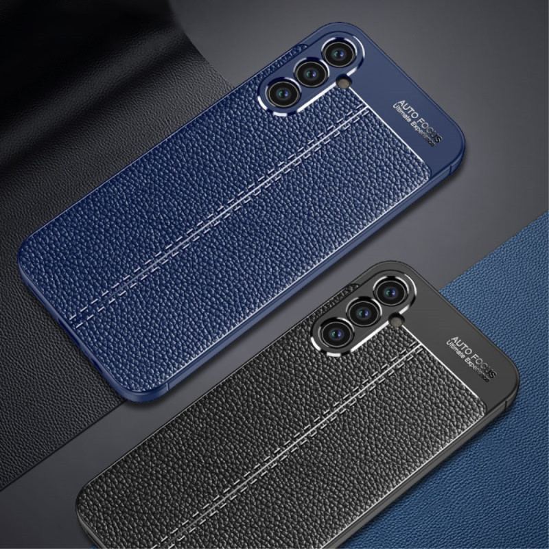 Capa Para Samsung Galaxy A34 5G Linha Dupla Efeito Couro Litchi