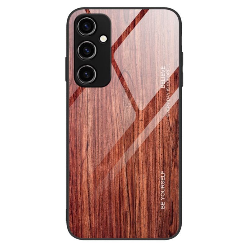 Capa Para Samsung Galaxy A34 5G Vidro Temperado Com Design De Madeira