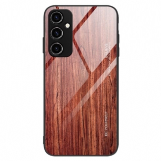 Capa Para Samsung Galaxy A34 5G Vidro Temperado Com Design De Madeira