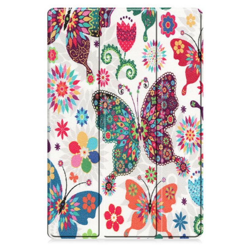 Capa De Celular Para Samsung Galaxy Tab S8 Plus / Tab S7 Plus Borboletas E Flores Aprimoradas