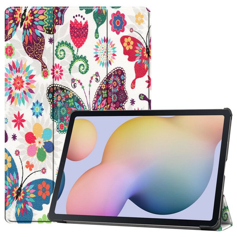 Capa De Celular Para Samsung Galaxy Tab S8 Plus / Tab S7 Plus Borboletas E Flores Aprimoradas