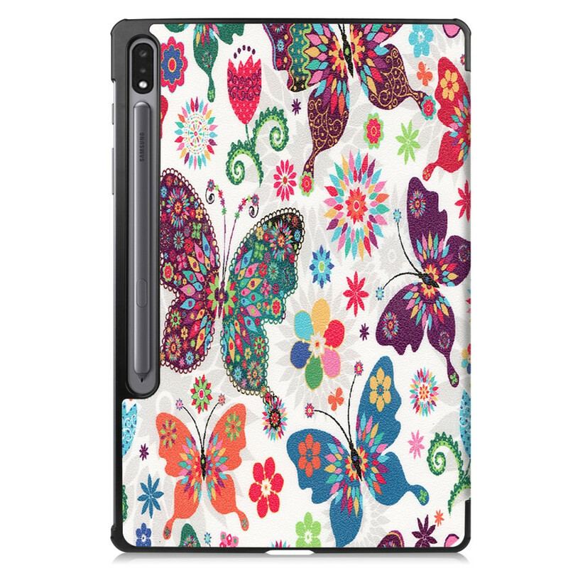 Capa De Celular Para Samsung Galaxy Tab S8 Plus / Tab S7 Plus Borboletas E Flores Aprimoradas